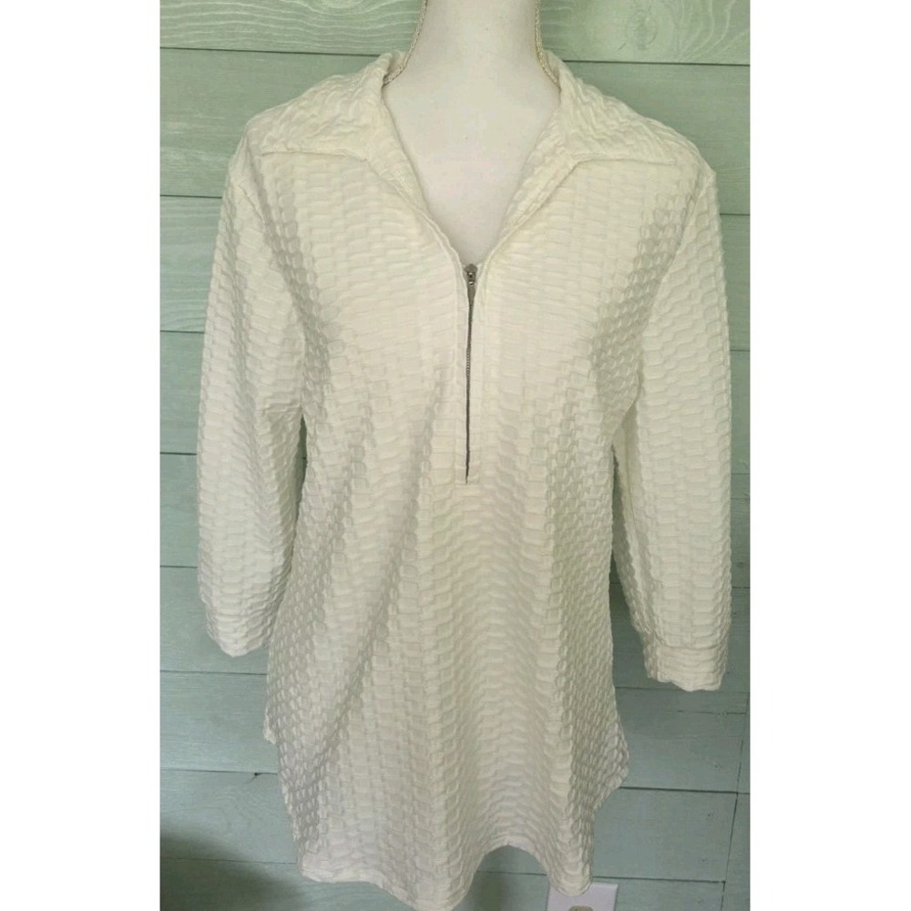 Women's Lightweight Pullover 1/2 Zipper Weave Pattern Soft SZ 1X NWOT - Picture 1 of 5